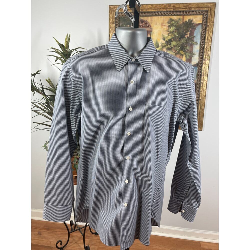 J.CREW Dress Shirt Men M Black White Vertical Striped Dark Academia Professional